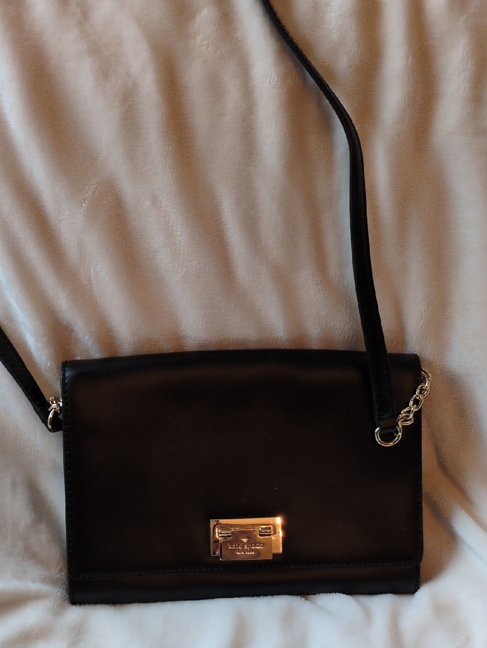 kate spade Black Leather Crossbody with Gold-Tone Hardware